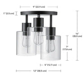 Home Decorators Sutton Place 14 in. 3-Light Matte Black Flush Mount, Farmhouse Ceiling Light